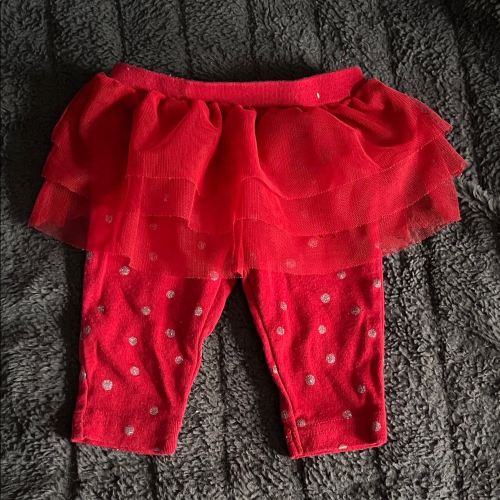 Carter's Vibrant Red Baby Leggings with Tulle Skirt